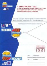 4 декабря 2005, голосуя за московскую Единую Россию, вы поддерживаете курс мэра Москвы Юрия Михайловича Лужкова