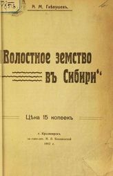 Гневушев А. М. Волостное земство в Сибири. - Красноярск, 1917.