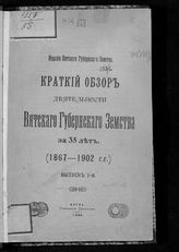 Вятское губернское земство. Краткий обзор деятельности Вятского губернского земства за 35 лет. (1867-1902 г.г.) : Вып. 1. - Вятка, 1906.