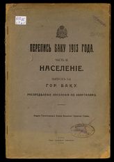 Ч. 3 : Население, вып. 5 : Гор. Баку. Распределение населения по кварталам. - 1916.