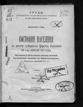 Вып. 23 : Состояние населения в десяти губерниях Царства Польского к 1-му января 1905 года : постоянное и непостоянное наличное население, распределение населения по вероисповеданиям, плотность населения и т. п. - 1906.