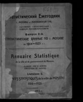 Вып. 2 : Статистические данные по г. Москве за 1914-1925 г.г. - 1927.