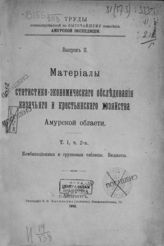 Т. 1, ч. 2 : Комбинационные и групповые таблицы. Бюджеты. - 1913. - (Труды командированной по высочайшему повелению Амурской экспедиции ; вып. 2).