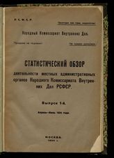 Статистический обзор деятельности местных административных органов Народного комиссариата внутренних дел РСФСР. - М., 1924-1927. 