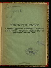 Статистические сведения о железнодорожном грузообороте г. Костромы и о вероятном поступлении попудного сбора за десятилетие 1914-1923 года. - Кострома, 1913.